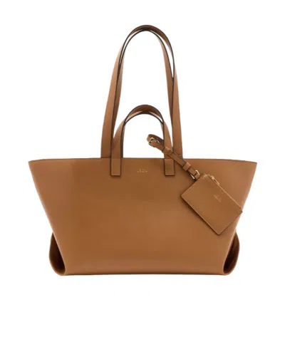 A.p.c. Le Drummer Leather Tote Bag In Brown