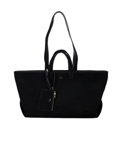 Apc A.p.c. Le Drummer Suede Tote Bag In Black
