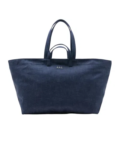 A.p.c. Le Drummer Toile Bag In Blue