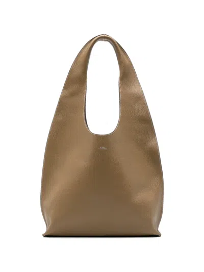 A.p.c. Le Neige Clou Leather Tote Bag In Blue