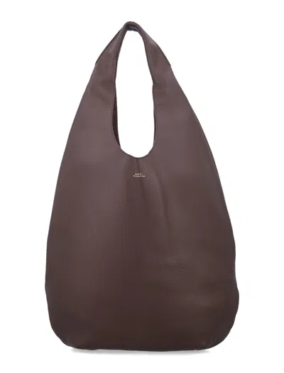 Apc A.p.c. Le Neige Grained Leather Handbag In Brown