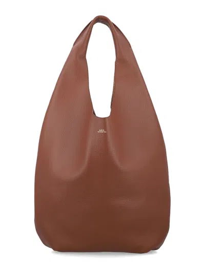 A.p.c. Le Neige Grained Leather Handbag In Brown