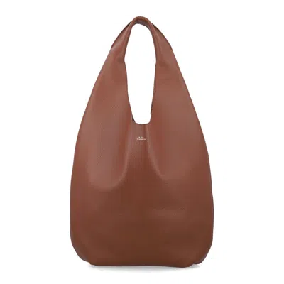 A.p.c. Le Neige Grained Leather Handbag Hazelnut Cow Tote