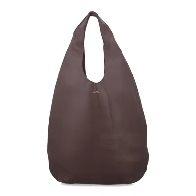 A.p.c. Le Neige Grained Leather Handbag Tonka Cow Tote In Brown