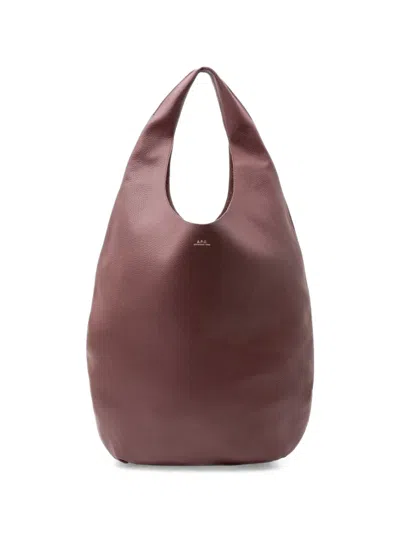 A.p.c. Le Neige Grained Tote Bag In Burgundy