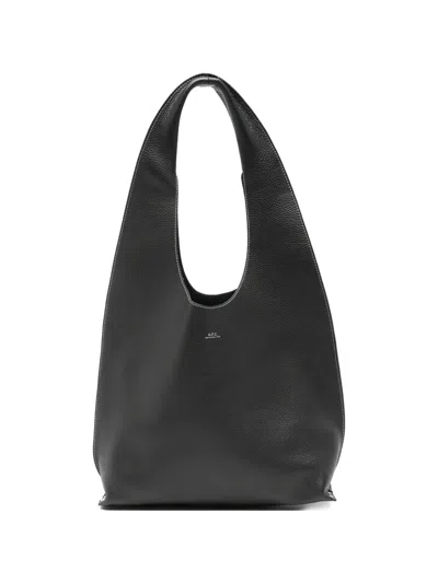 A.p.c. A. P.c. Le Neige Grainy-leather Shoulder Bag In Black