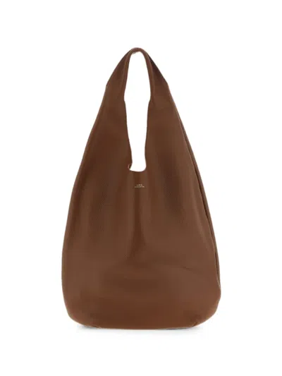 A.p.c. Le Neige Hammered Leather Shoulder Bag In Brown