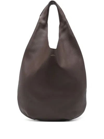 Apc Le Neige Leather Shoulder Bag In Brown