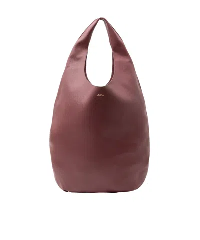 Apc A.p.c. Le Neige Logo Detail Shoulder Bag In Burgundy