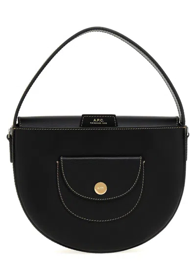 Apc Leather Hand Bag Sac Pocket Small In Black