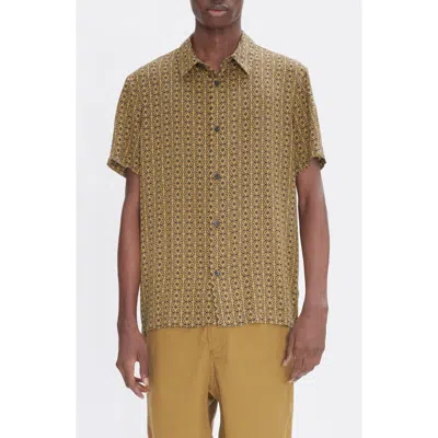 Apc A.p.c. Leandre Short Sleeve Button-up Shirt In Tobacco
