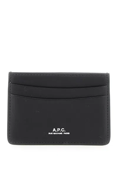 Apc Leather Andre Cardholder In Noir