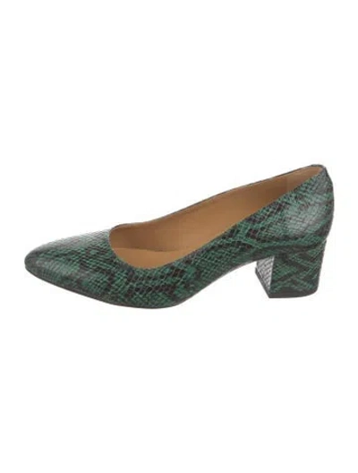 Pre-owned Apc Leather Animal Print Pumps In Green
