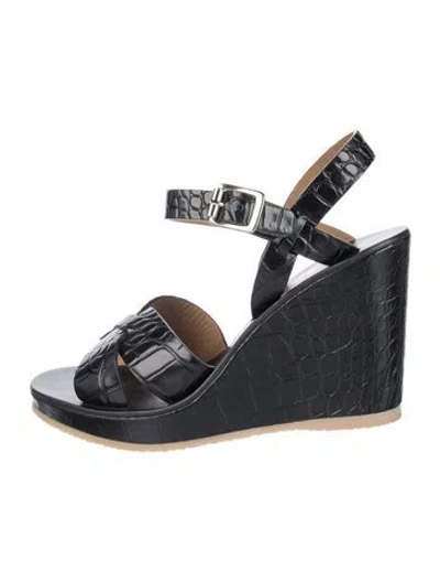 Pre-owned A.p.c. Leather Animal Print Sandals In Blue