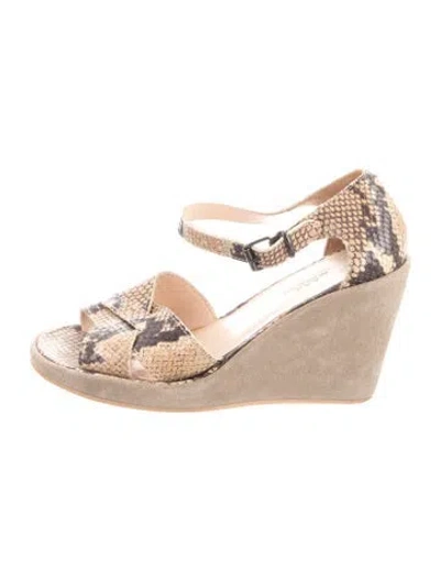 Pre-owned A.p.c. Leather Animal Print Sandals In Brown/neutrals