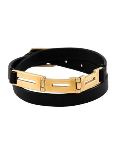 Pre-owned Apc Leather "" Wrap Bracelet In Black
