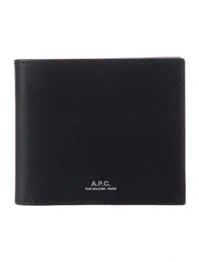 Pre-owned A.p.c. Leather Bifold Wallet W/ Tags In Blue