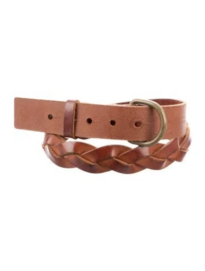 Pre-owned A.p.c. Leather Braided Accents Belt In Brown