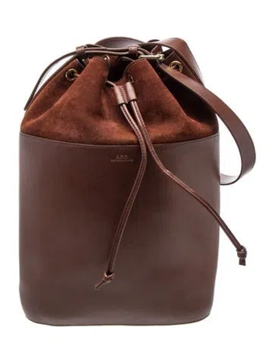 Pre-owned A.p.c. Leather Bucket Bag In Brown