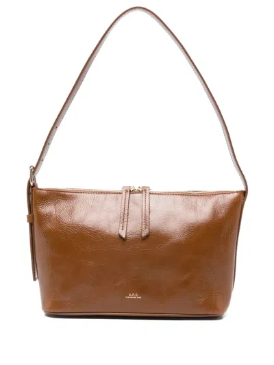 Apc Leather Buckle-detail Tote Bag In Brown