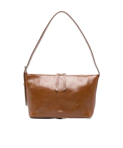 APC A.P.C. VERA LOGO PRINTED ZIPPED SHOULDER BAG