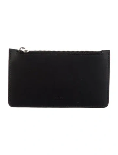 Pre-owned A.p.c. Leather Card Holder In Black