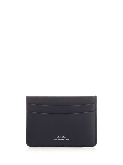 Apc Navy André Card Holder In Black