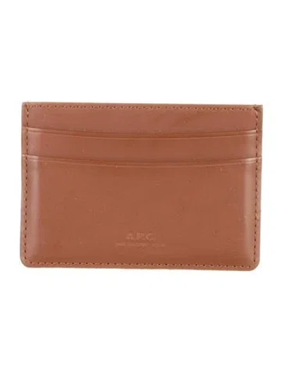 Pre-owned A.p.c. Leather Card Holder In Brown