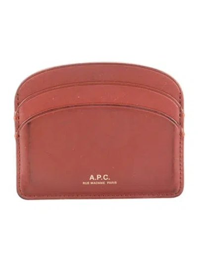 Pre-owned A.p.c. Leather Card Holder In Brown