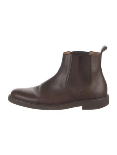 Pre-owned A.p.c. Leather Chelsea Boots In Brown