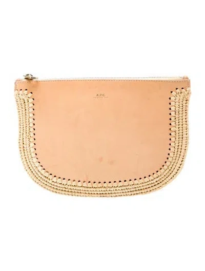Pre-owned A.p.c. Leather Clutch In Neutrals