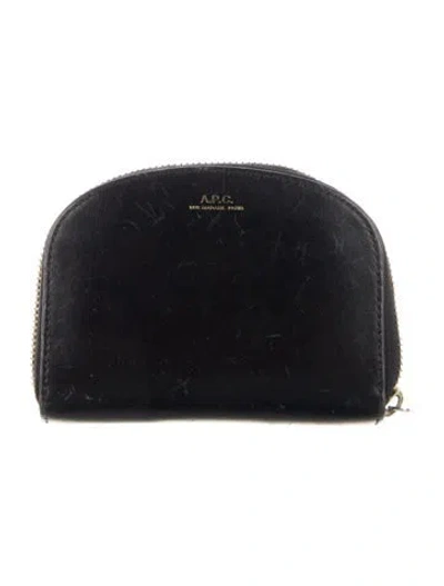 Pre-owned A.p.c. Leather Coin Pouch In Black