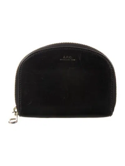 Pre-owned A.p.c. Leather Coin Pouch In Black
