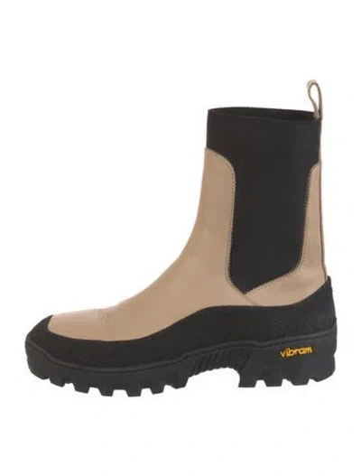 Pre-owned Apc Leather Colorblock Pattern Chelsea Boots In Black