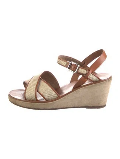 Pre-owned Apc Leather Colorblock Pattern Espadrilles In Brown