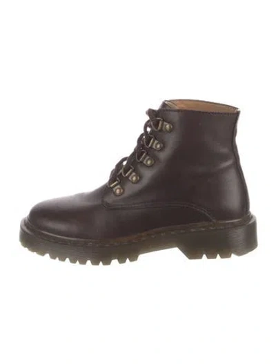 Pre-owned Apc Leather Combat Boots In Brown