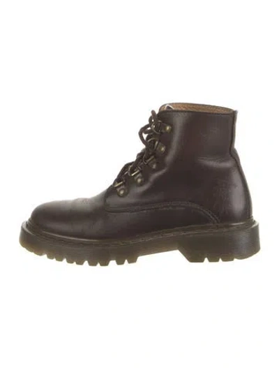 Pre-owned A.p.c. Leather Combat Boots In Brown