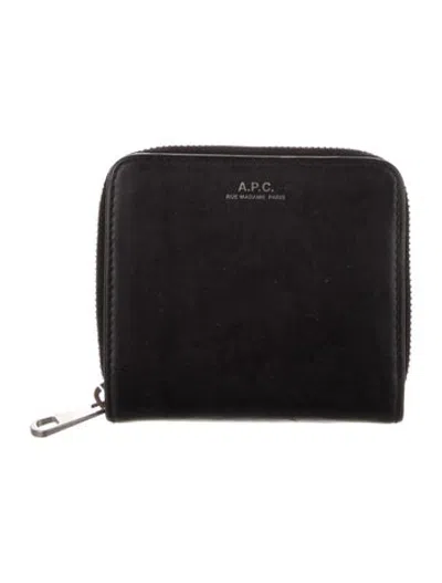 Pre-owned A.p.c. Leather Compact Wallet In Black