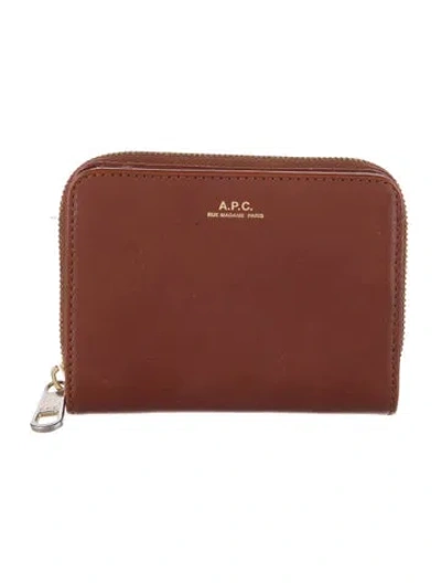 Pre-owned Apc Leather Compact Wallet In Brown