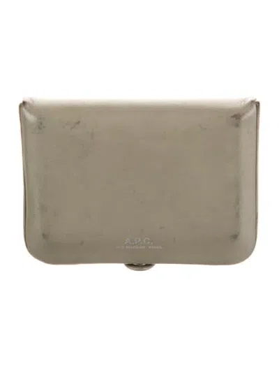 Pre-owned A.p.c. Leather Compact Wallet In Green
