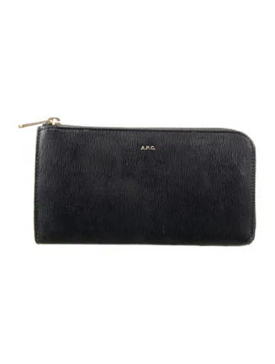 Pre-owned A.p.c. Leather Continental Wallet In Black