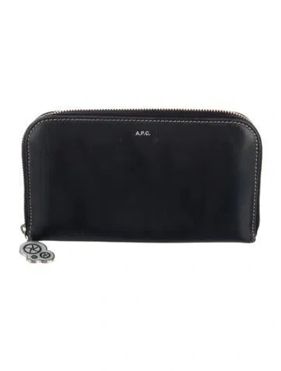 Pre-owned A.p.c. Leather Continental Wallet In Blue