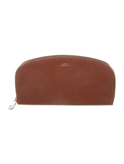 Pre-owned A.p.c. Leather Continental Wallet In Brown