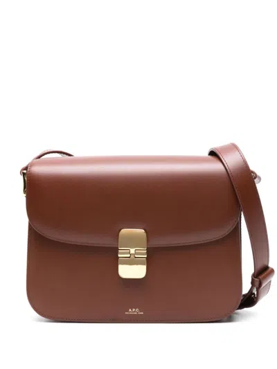 Apc A.p.c. Leather Cross Body Bag In Brown