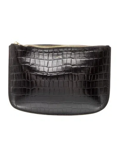 Pre-owned A.p.c. Leather Crossbody Bag In Black