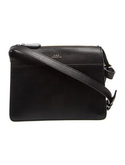 Pre-owned A.p.c. Leather Crossbody Bag In Black