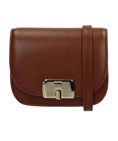 Apc Leather Crossbody Bag In Brown