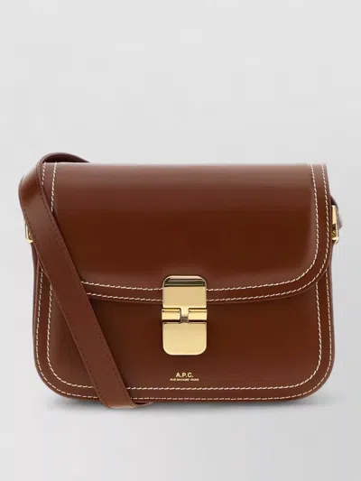A.p.c. A. P.c. Chocolate Leather Small Grace Mini Crossbody Handbag In Brown