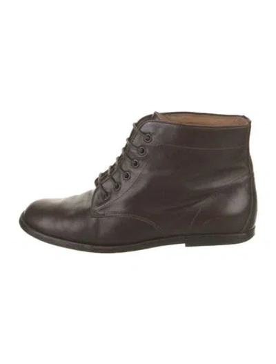 Pre-owned A.p.c. Leather Lace-up Boots In Brown