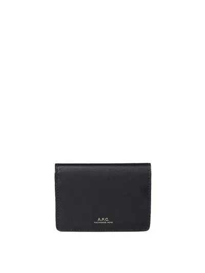 Apc Bifold Leather Wallet In Schwarz